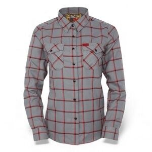 DIXXON Women’s Smoke Eater Flannel Shirt Plaid Gray Red  Large NWOT
